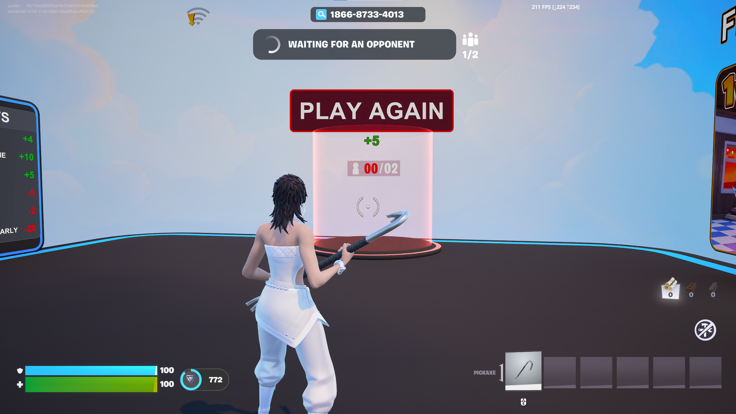 Opponent waiting status, player count and rank indicator