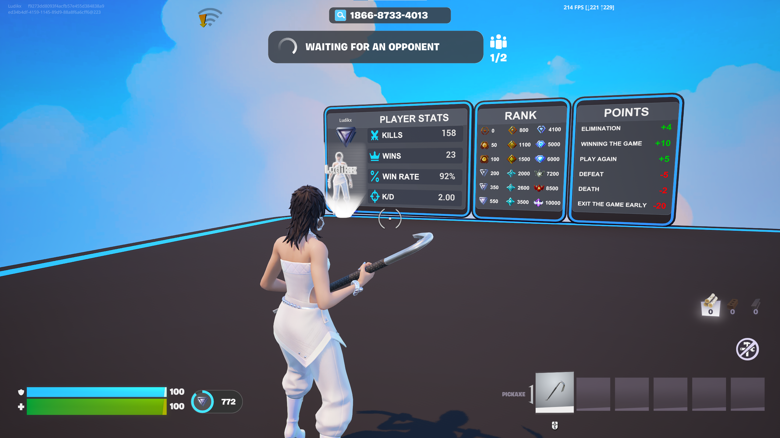 In-world player stats, rank thresholds and scoring rules in Fortnite